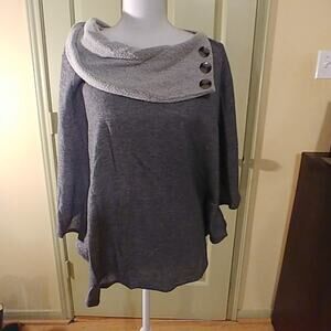AB Studio Sweater Poncho Large Gray
